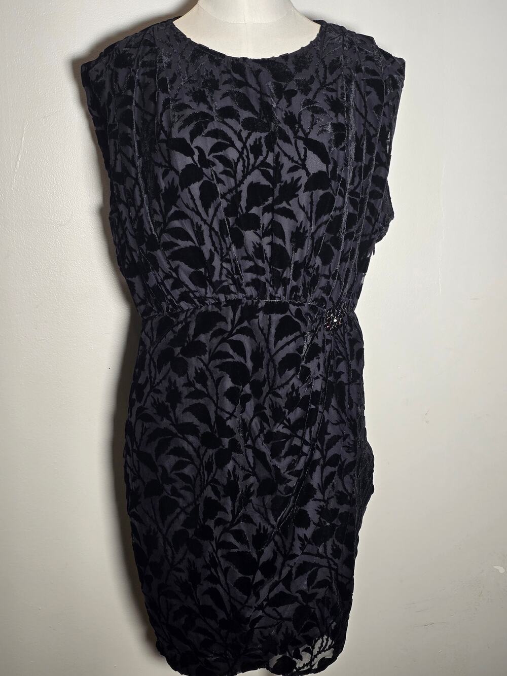The Kooples Size 2 US 4-6 Black Burnout Velvet Floral Mini Dress NWT $445